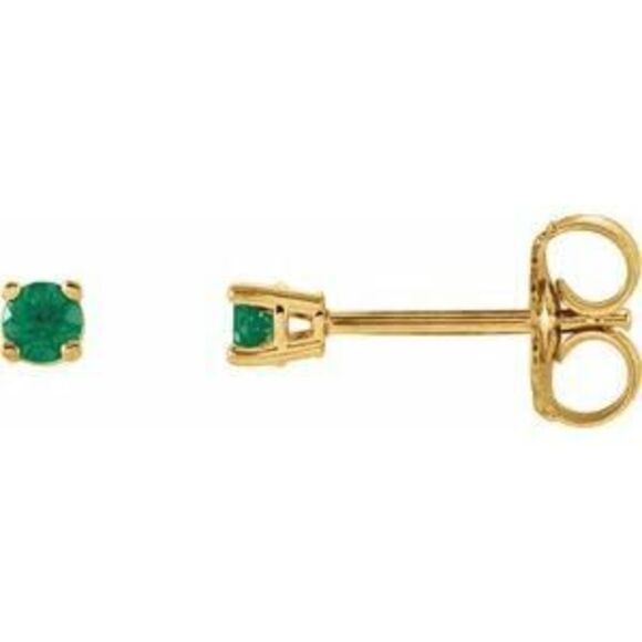 Kazi Luxury Round 4-Prong Lightweight Stud Earrings - Emerald - Picture 7 of 8